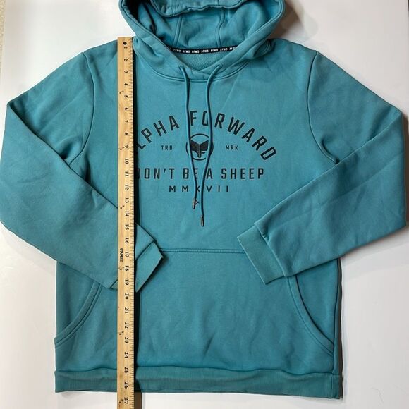 Alpha Forward Teal Graphic Hoodie “Don’t Be A Sheep” Sweatshirt Unisex Sz M - Picture 3 of 6